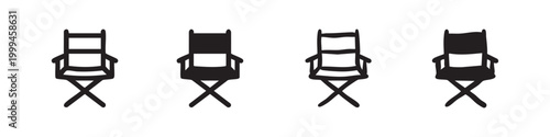 Schilderij op canvas Director's chair icon set in various styles, filmmaking and cinema production symbols, vector illustration