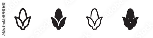 Photos Corn on the cob icon set in various styles, agricultural and food symbols, vector illustration