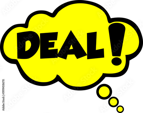 Deal Cartoon comic sign burst clouds. Speech bubble, Deal sign expression and pop art text frames. Comics Deal expressions speech, superhero book Deal label. Isolated vector symbols set