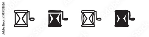 Sand timer or hourglass icon set in various styles. Time, duration, deadline, and history symbols, vector illustration.
