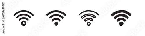 Wi-Fi signal icon set in various styles. Wireless, network, internet, and connection symbols, vector illustration.