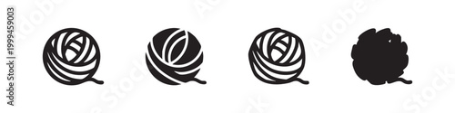 Abstract spiral or pasta nest icon set. Tangled, wound, or curly shape in different styles for food or design.