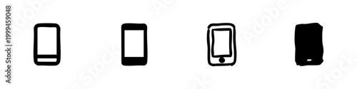 Smartphone icon set. Mobile phone and communication symbol in outline and solid styles, for technology concepts.