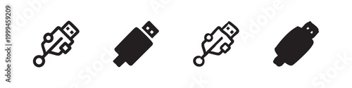 Hand-Drawn USB Drive or Connector Icons for Data Transfer