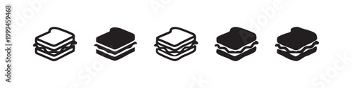 Set of sandwich icons in various styles, outline and glyph, food concept for meal and snacks