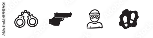 Set of four crime and justice icons