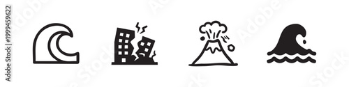 Set of four natural disaster icons