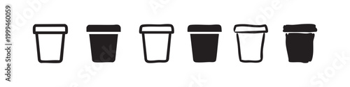 Collection of cup and glass icons in outline, solid, and hand-drawn styles, suitable for beverages, drinks, and dining concepts.