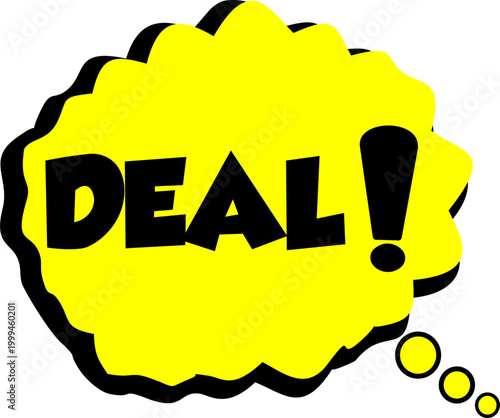 Deal Cartoon comic sign burst clouds. Speech bubble, Deal sign expression and pop art text frames. Comics Deal expressions speech, superhero book Deal label. Isolated vector symbols set
