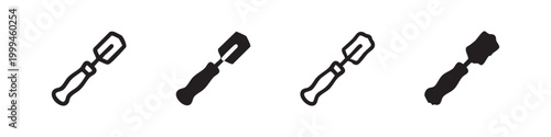 Set of spatula icons in different styles, showing a kitchen tool for cooking.