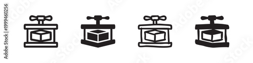 Icons of a box with a handle and a cube inside, perhaps representing packaging or content.