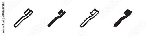 Toothbrush icons in different styles, representing oral hygiene and dental care.