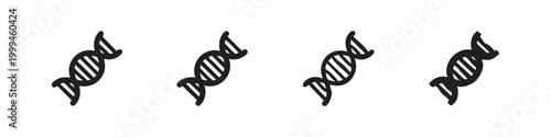 Set of four DNA strand icons, in outline and solid styles