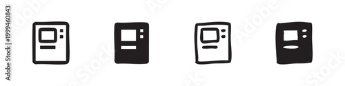 Set of four ATM icons in outline and silhouette styles