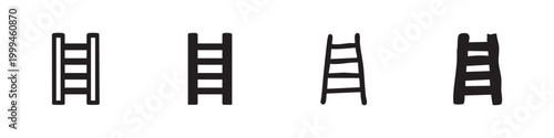 Black and white icons of ladders, hand-drawn style