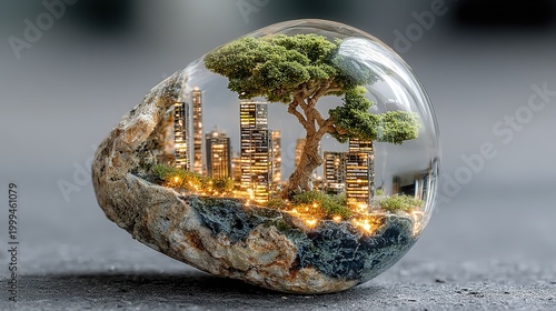 christmas tree in glass globe