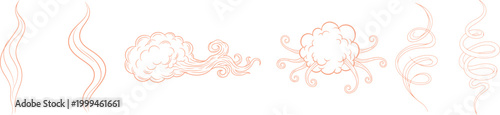 Smoke and Steam Line Art Set - Decorative Vapor Swirl Outline Vector Collection