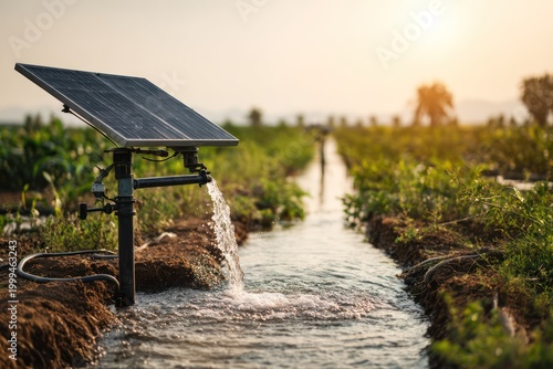 Eco-technology solar water pump on farm
