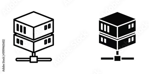 Network server icon with two different black and white styles