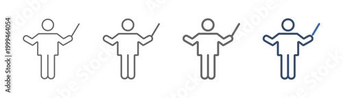 
outline icon set conductor with music guide design