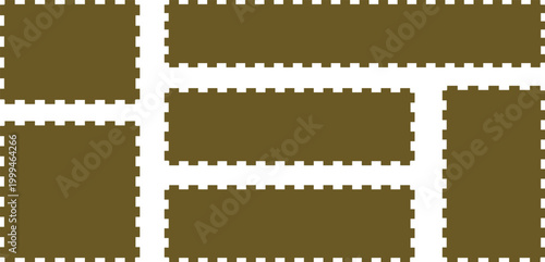 Brown rectangular puzzle pieces with white background  seamless pattern of jigsaw puzzle pieces
