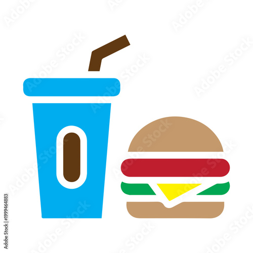 Burger and Soda Icon Set