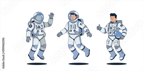 Futuristic illustration of a robotic cyborg character with a sign in her hand and mouth wearing a metal space helmet and suit