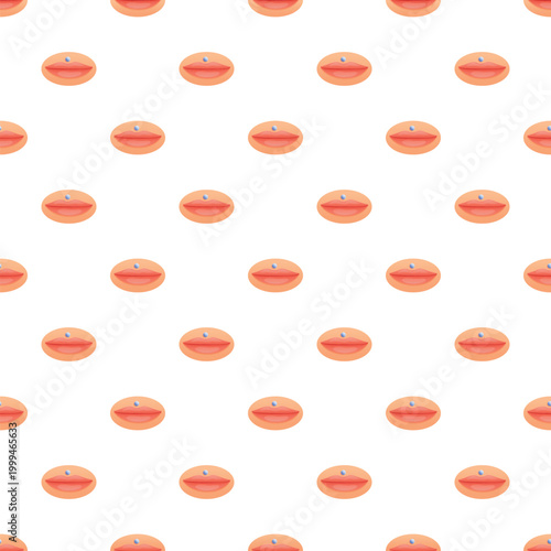 Lips with a small stud piercing forming a seamless decorative pattern