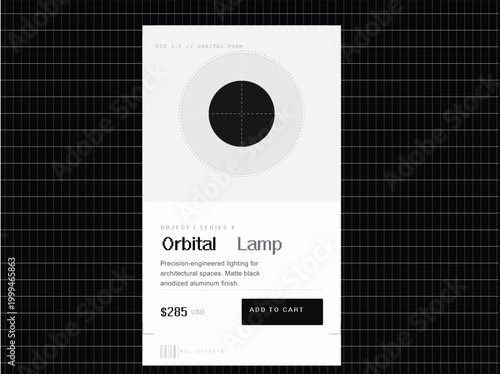 Modern lamp design, orbital lighting fixture, minimalist home decor, vector illustration