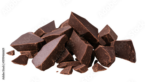 Cuadro en lienzo Dark chocolate chunks scattered in a pile, irregular shapes