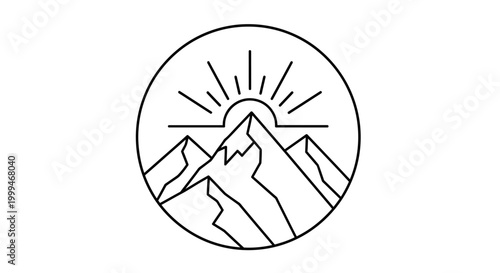 Sunrise Over Mountain Peaks Emblem
