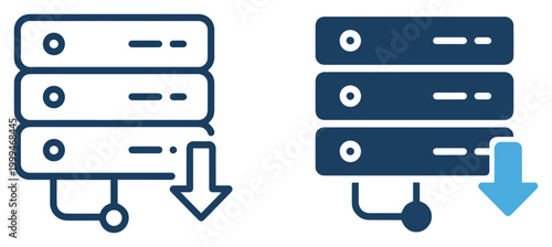 server data transfer download icon set