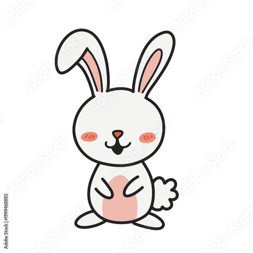 Cute faceless rabbit illustration in children's minimalist style