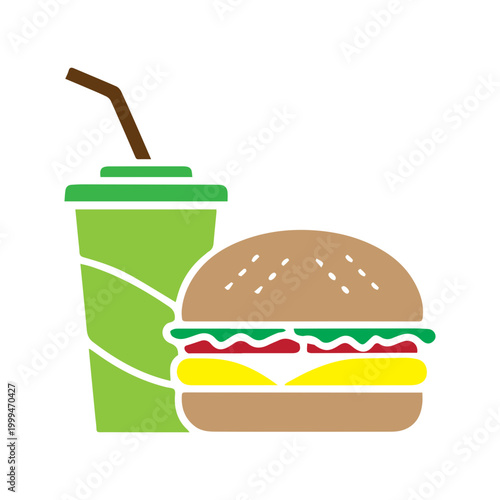 Fast Food Hamburger and Drink