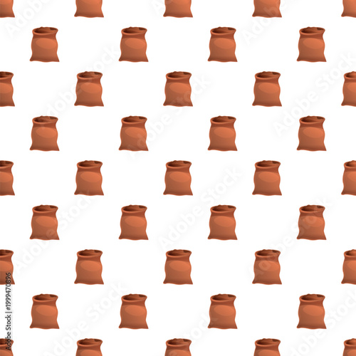 Cartoon drawing showing multiple open sacks on a white background creating a seamless pattern