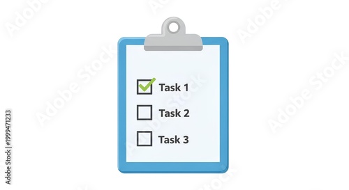 Checklist on Clipboard with Tasks and Checkbox