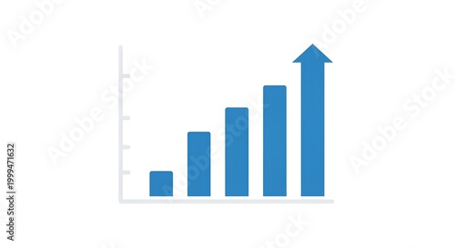 Blue bar graph showing growth and increase
