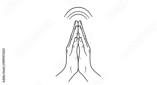 Slika na platnu Praying Hands with Spiritual Energy Waves