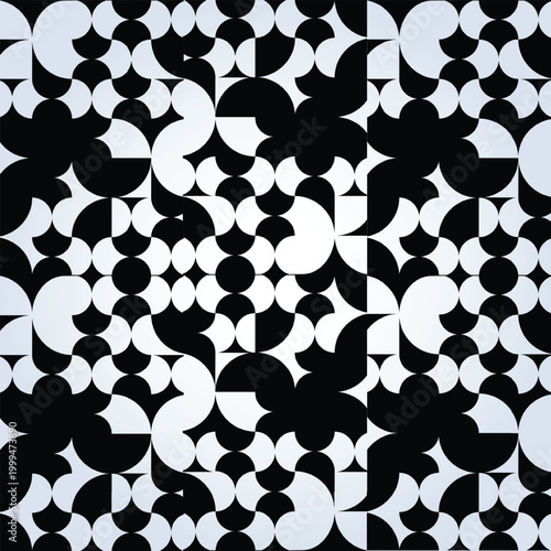 Monochrome Op Art Geometric Seamless Pattern