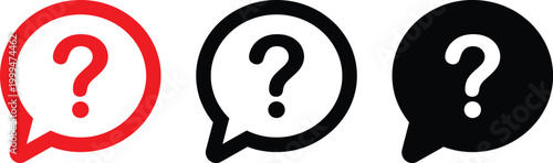 Set of question mark icons in speech bubbles
