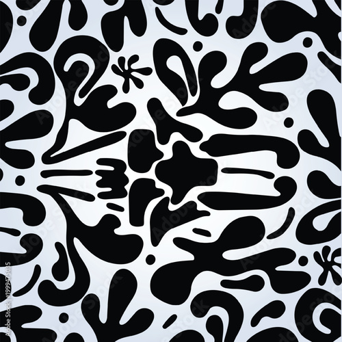 Black and White Organic Seamless Pattern
