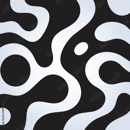 Black and White Seamless Organic Blob Pattern Background