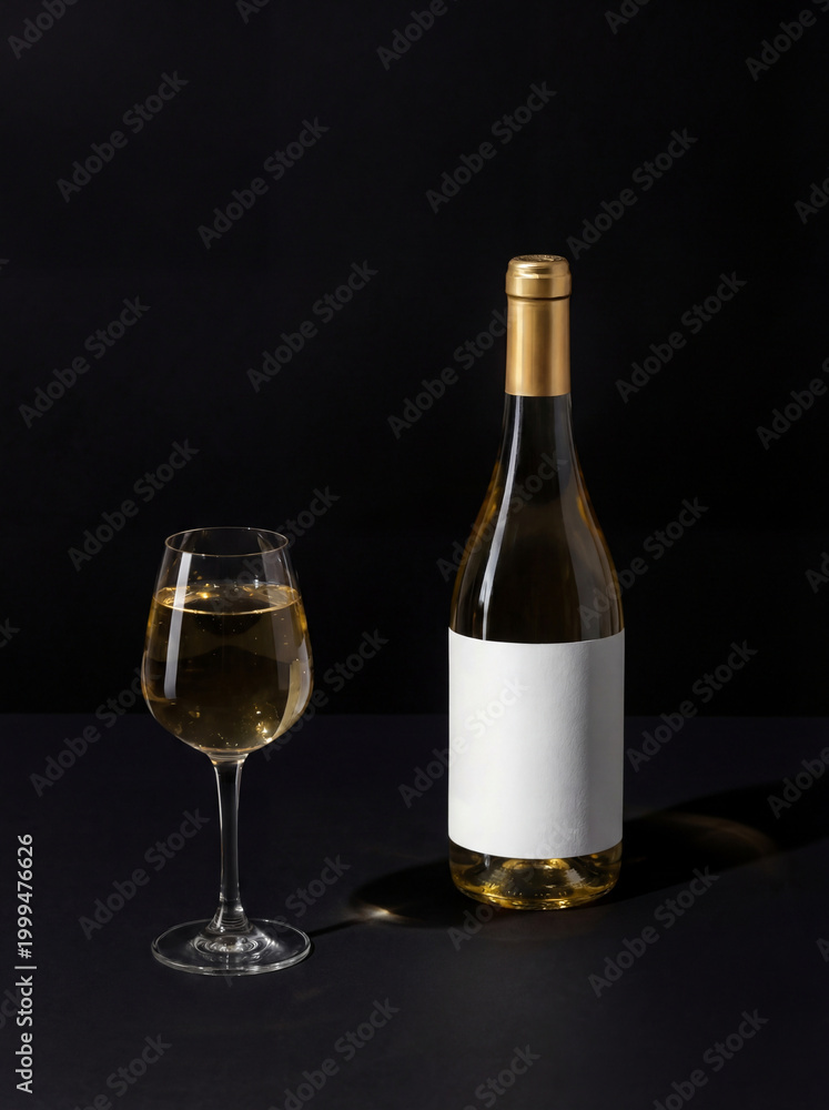 Obraz premium White Wine Bottle Label Mockup – Premium Packaging Presentation