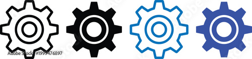 Gear icons set. Cogwheel settings engineering flat vector illustration