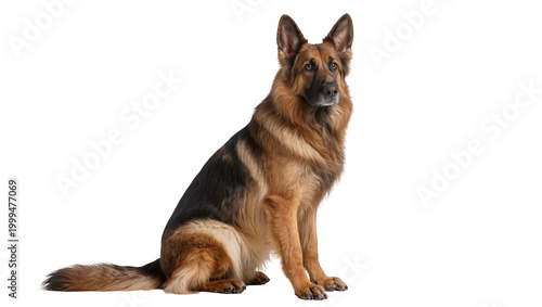 Konstfotografi Majestic German Shepherd dog sitting attentively, isolated on transparent backgr