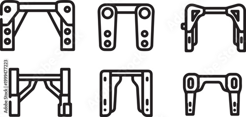 Tableau sur toile Black simple bracket shapes icon set vector illustration Vector