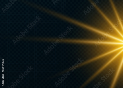 Bright golden light burst with rays on dark background starburst explosion abstract background supernova celebration