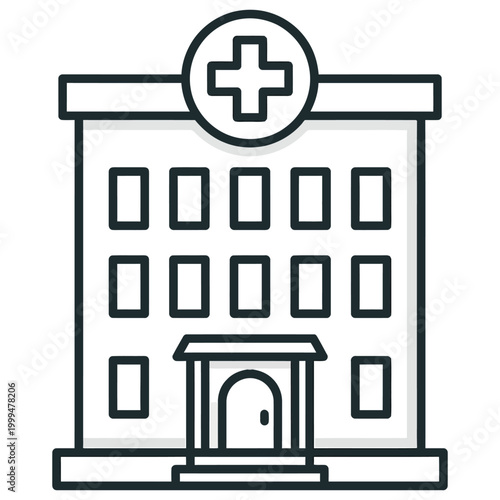 Rounded Emblem Clinic Front With Wide Entrance