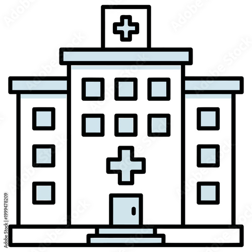 Modern Hospital Block With Side Wings