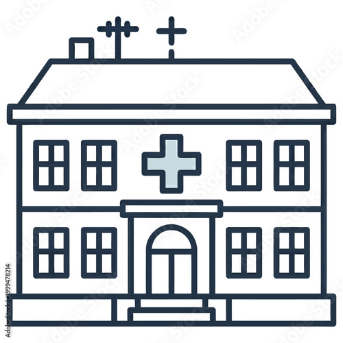 Residential Style Medical Facility With Roof Symbols